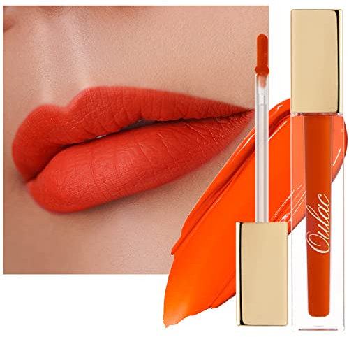 Oulac Naranja Pintalabios Mate Líquido - Orange Larga Duración Labios, Muy Pigmentadas, Cobertura Total Barra de Labios, Fórmula Cremosa, Sin Transferencia, Con Aceite de Rosa,Vegano M07