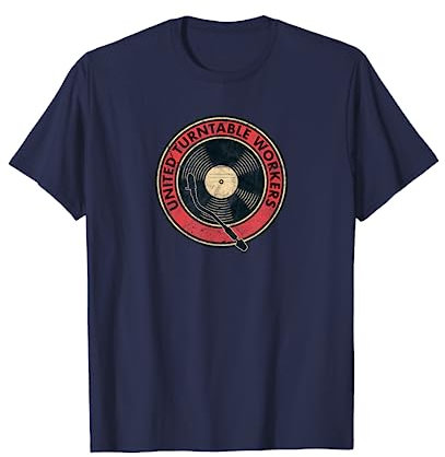 United Turntable Workers DJ Tocadiscos Vinilo Nerd Analógico Camiseta