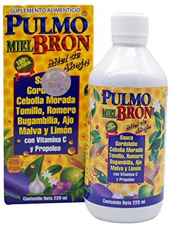Lenico Pulmobron Herbal Syrup 220 ml with Honey, Vitamin C and Propolis, Botanical Extract Blend with Mullein, Thyme, Rosemary and Bougainvillea for Daily Wellness Support