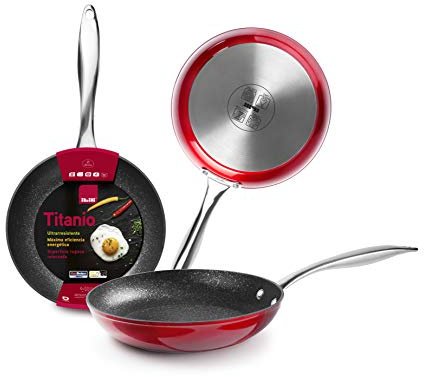 IBILI - Sarten red rock, 22 cms, Aluminio, Antiadherente quantanium, Apta para induccion