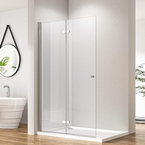 Goezes Walk in Duschwand, 75x185 cm Falttür Walk in Dusche Doppel Faltbar Duschtrennwand Walk-in Duschabtrennung Walk in Dusche 6mm ESG-Sicherheitsglas