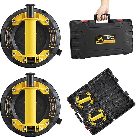 2 Pack Ventosa-Capacidad de Carga de 150 kg,Ventosa de Vidrio al Vacío con Bomba ABS/Se puede Utilizar para Levantar Puertas, Ventanas, Azulejos, etc (Incluyendo Maleta)