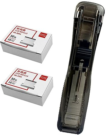 MAGICLULU Portable Office Stapler Clip Dispenser 1 Stapler and 100pcs Paper Clips, Creative Stapleless Binding Tool for Document Organization and File Management