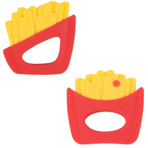 GXGM 2 Stücke Beißring in Pommes-Frites-Form，beißring baby,zahnungshilfe baby, für Babys 0-12 Monate Geschenke