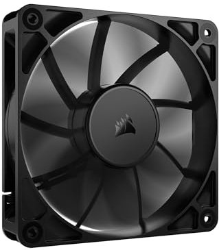 CORSAIR RS120 120mm PWM-Lüfter – Daisy-Chain-Verbindung – Geräuscharm – Magnetisches Dome-Lager – Einzelpackung – Schwarz