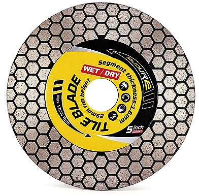 Solidure Diamant-Trennscheibe 125 mm x 1,6 mm x 22,23 mm, Doppelfunktions-Porzellanklinge zum Schneiden und Schleifen von Keramikfliesen, Porzellan, Granit, Marmor