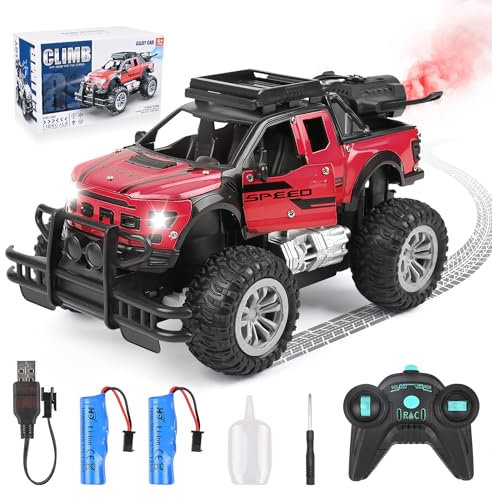 Euakee Voiture Télécommandée Enfant 2.4Ghz, RC Drift 1:18 Avec Radiocommandée, 2 Piles, Lumière LED et Sprays - Jouets Cadeaux Pour Filles Garçons 6-12 Ans