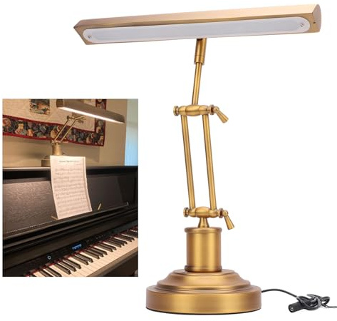 Jectse Piano Light for Grand/Upright & Digital Pianos, 12W LED Music Stand Light with 3 Color Modes, 3000K-6000K Touch Dimming, Adjustable Antique Leaning Piano Banker Desk Lamp 85 CRI