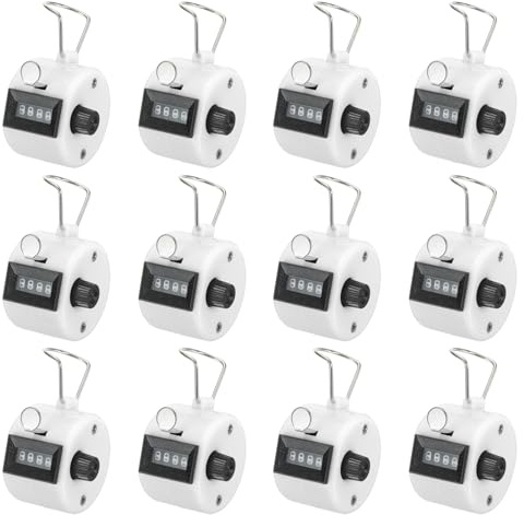 PATIKIL Compteur Clics, 12 Pièces 4 Chiffres Compteur Clics Mécanique Portable pour Coaching Tricot, Golf, Tours, Pêche, Blanc