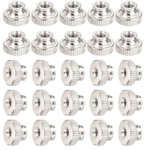 QUARKZMAN Gerändelte Daumenmutter, 25 Stück M4x0,7mm Eisen Runde Knöpfe Befestigungselemente für 3D-Drucker Teile, Silberton
