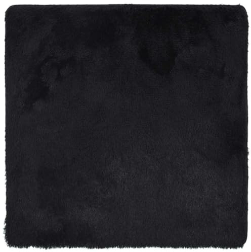 vidaXL Alfombra Peluda de Pelo Largo Negra 120x120 cm poliéster, Alfombra, Alfombra de Sala de Estar, Alfombra mullida, Alfombra de área