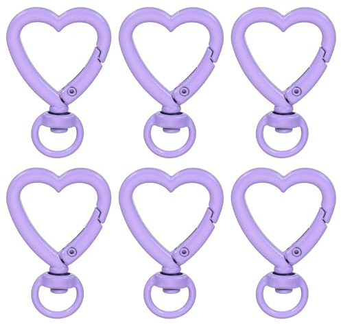 PATIKIL Hebillas Giratorias En Forma De Corazón, 6 Piezas De Aleación De Zinc Gancho De Resorte Para Llaveros Colgantes Para Manualidades Cadenas De Llaves Bolso Monedero, Morado
