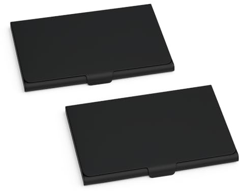 Vidsmow 2 PCS Porte-Cartes de Visite, Noir, en Acier Inoxydable pour Homme et Femme, Étui Fin Et Élégant pour Cartes de Visite, Cartes de Crédit et Cartes D'identité, Design Compact