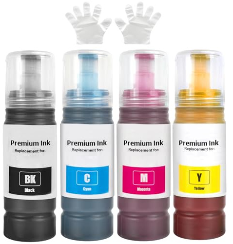 SHUOLEI Ink Bottle Compatible with Ink Multipack for ET-1810 ET-2814 ET-2820 ET-2726 ET-2810 ET-2811 ET-2812 ET-2815 ET-2821 ET-2825 ET-2826 ET-4800 (4 Pack BK/C/M/Y)
