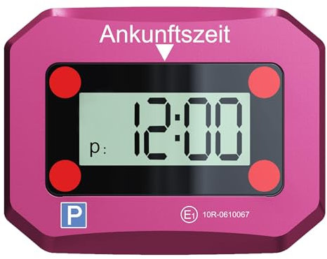 Miraval Digitale Parkscheibe, Intelligentes Parken, LCD-Anzeige, automatisch, elektrische Parkuhr (Pink)