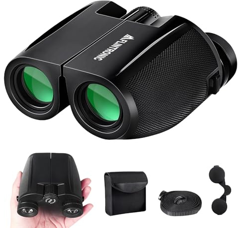 flintronic 12x25 Kompakt Fernglas, HD Fernglas Kinder Erwachsene BAK4 HD Prisma + FMC Objektiv mit Tragetasche, Tragegurt, Großes Okular Einfacher Fokus Ferngläser für Vogelbeobachtung Konzerte