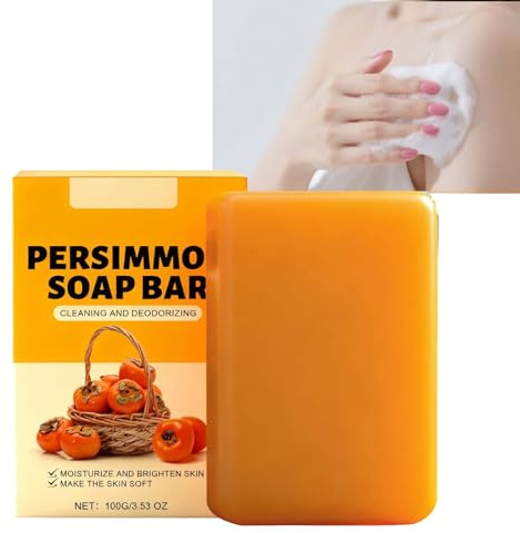 Persimmon tvålstycke för kroppslukt och seniorlukt, antibakteriell deodoriserande tvål, djuprengöring för att eliminera lukter, fuktgivande ansiktstvätt (1 styck)
