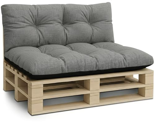 Amazinggirl Cojines para palets Exterior Juego de 2 Cojines para palés - Cojin por Palet o Almohada jardín por Banco terraza balcón y Patio Almohadas para Asiento en Jardin Gris