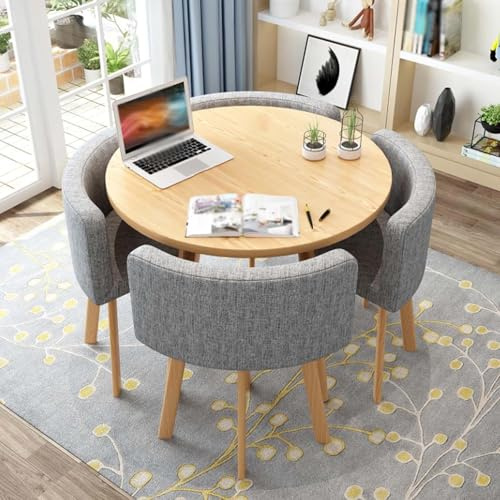 Set tavolo da pranzo rotondo quadrato con 4 sedie, tavolo da cucina compatto per piccoli spazi, balcone, sala riunioni, mobili da pranzo per gruppi da pranzo