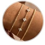 HANLI 3Pcs 14K Gold Plated Bracelets for Womens Set Ladies Bracelet Women