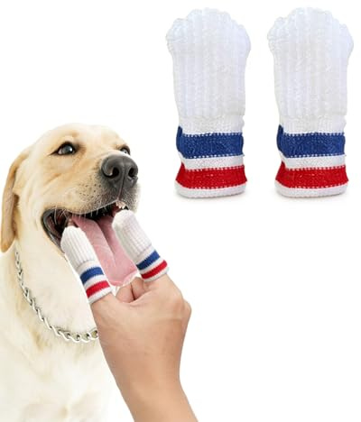 TOZBLEU 2 piezas cepillo de dientes para perros tipo dedo de microforro polar, cepillo dientes perro antibacteriano, cuidado dental suave para encías.