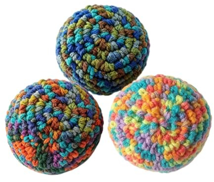 Generico Footbag all’Uncinetto per Adulti, Palla Freestyle Morbida 6 cm per Controllo del Piede, Coordinazione e Outdoor(3PCS)