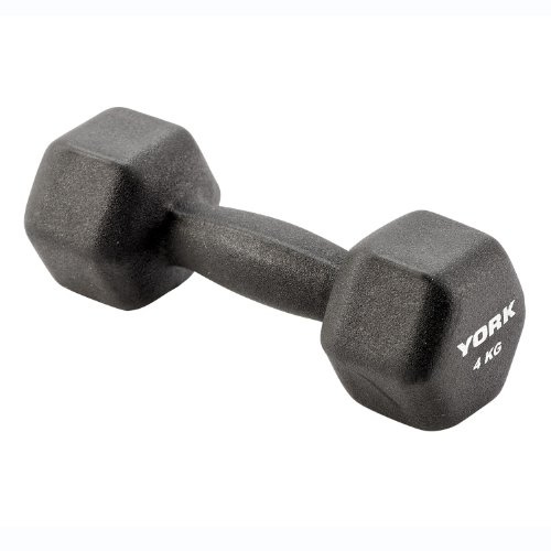 York Fitness Single Neoprene Hex coating Dumbbell, Black, 4KG