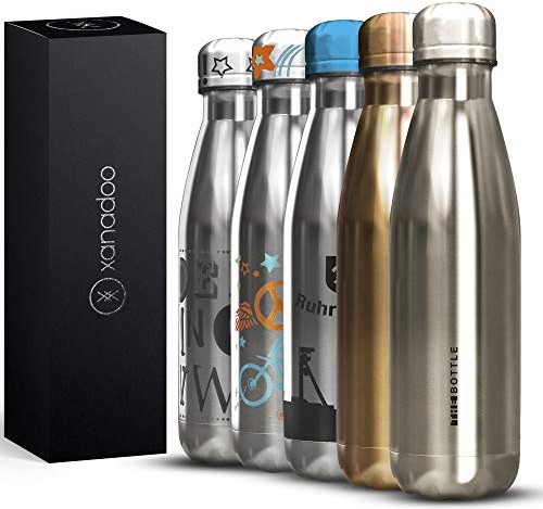 Xanadoo THEBOTTLE Trinkflasche aus hochwertigem 304er Edelstahl I Thermoflasche mit doppelwandigem Vakuum-Prinzip - Simply The Best (Silber, 500ml)