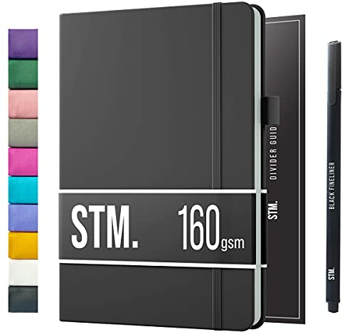Scribbles That Matter Bullet Dotted Journal a5 + Bolígrafo gratis! - Su cuaderno de puntos de 160 g/m², papel grueso a prueba de sangrado con 150 páginas para el trabajo (5,75 x 8,5), Carbón