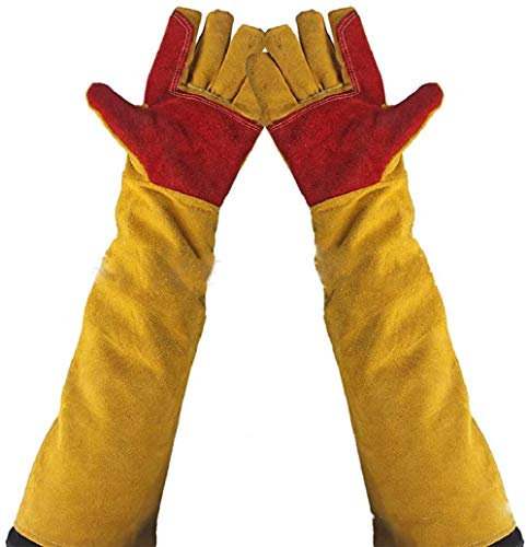 Gants de soudage en cuir de 60 cm avec manches extra longues, gants de travail anti-coupe, gants de travail résistants à la chaleur extrême, gants de protection de travail, gants de cheminée