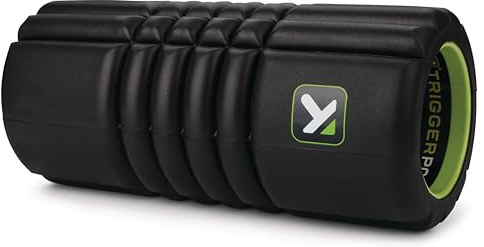 TriggerPoint Grid Travel Hollow Core Foam Roller - Increase Circulation and Improve Mobility,Patented Grid Pattern for Muscle Recovery,Portable, Durable, Sweat Resistant,25cm x 11cm,Black/Lime