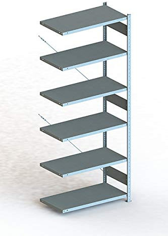 Meta Anbauregal - Zum Ausbau eines Lagerregales - 6 Böden - Farbe Silber - 250 x100 cm - 50 cm tief
