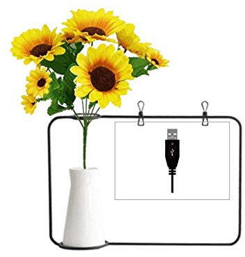 Beauty Gift Tarjeta de bendición artificial de la botella de los jarrones del girasol del patrón del cable del USB negro del enchufe