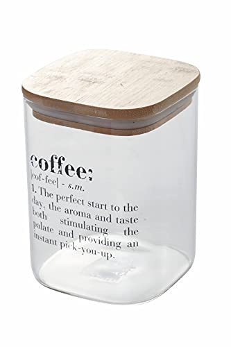 Villa d'Este Home Tivoli Victionary Coffee Barattolo in Vetro con Coperchio in Bamboo 1l, capacità: 1 l Misure p. 10 x h. 14,5 cm, Trasparente (5907967)
