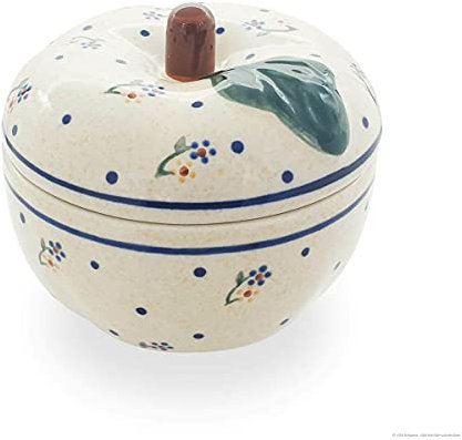 Bunzlauer Keramik Apfel-Bräter Bratapfelbräter mit Deckel Ø12,6 cm H11,6 cm Dekor 111