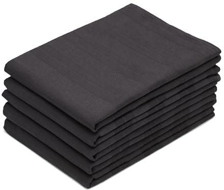 ZOLLNER 5er Set Geschirrtücher - Baumwolle in 50x70 cm - saugstarke und strapazierfähige Küchentücher - waschbar bis 60°C – in Graphit - Gastronomiequalität - Oeko Tex® Zertifiziert