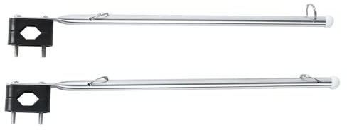 MiOYOOW 2 Stück Marine Flaggenmast, Teleskop Fahnenmast, Boots Fahnenmast Schienenmontage, 15'' Fahnenhalterung Durchmesser 1/2 Fahnenmast Clips für Marine Boot (385mm)