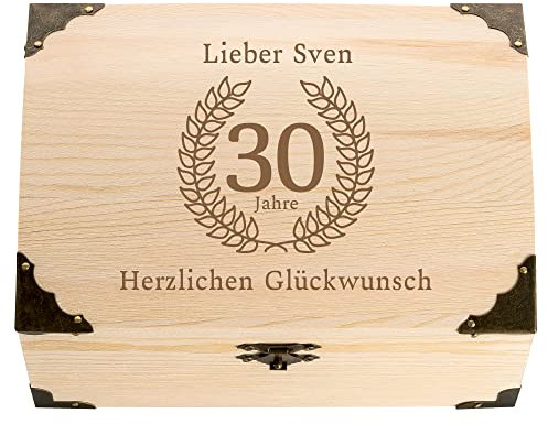 4youDesign Schatztruhe 30 Geburtstag mit Gravur | Geldgeschenk Geburtstag Männer Frauen | Personalisiertes Geschenk 30 Jahrestag | 18x13x10cm