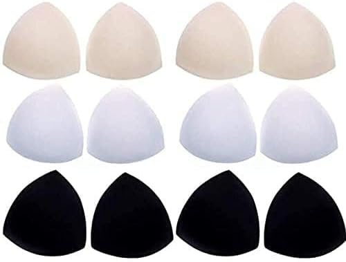 6 Paires Mousse Coussin de Soutien-Gorge insérer Amovible Soutien-Gorge Triangle exhausteur Coupe pour Maillots de Bain Soutien-Gorge de Sport Bikini Inserts de Soutien, 14x14cm