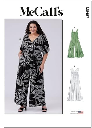 MCCALLS M8457A Misses Loose Fit Jumpsuit och Bälte A (S-M-L-XL-XXL)