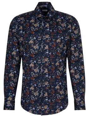 Seidensticker Camisa de Negocios para Hombre, Corte en Forma, fácil de Planchar, Cuello Kent, Manga Larga, 100% algodón, marrón, 45