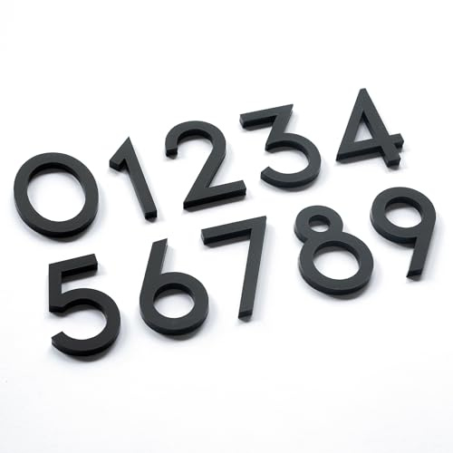 2 Inch Self-adhesive Mailbox Numbers, Modern House Numbers for Outside Address Numbers for House Office Hotel Room Apartment Easy to Install Strong adhesive backing (0-9, Black)