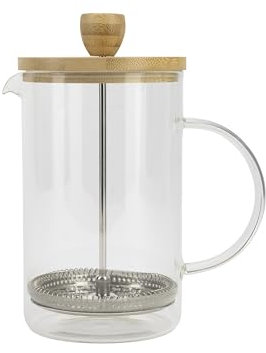 Bergner COFFEE & TEA LOVERS - Cafetière à piston 800ml Borosilicate - Résistant aux hautes températures - Filtre en acier inoxydable - Couvercle en bambou - Facile à nettoyer