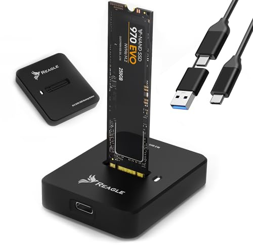 Reagle Adapter M.2 NVMe & SATA SSD, USB-C 3.2 Gen 2, 10 Gbps, werkzeugloser Einbau, Docking Station Unterstützung für 2230/2242/2260/2280, Plug and Play