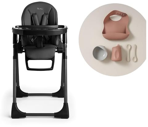 Silver Cross - Gourmet Highchair with Mealtime Set - Baby Chair - Portable Highchair - Newborns to 3 Years - Black