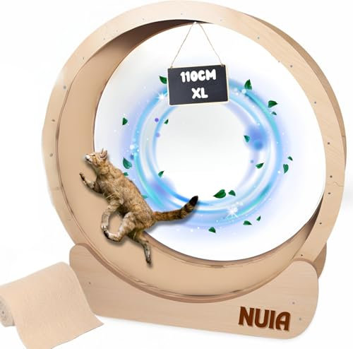 NUIA KATZENLAUFRAD XL Laufrad für Katzen, 1100 x 345 x 1170 mm Laufband Katzen, Laufband mit Teppichboden, Fitnessgerät zur Gewichtsabnahme, Sportspielzeug für Katzen, für längeres Leben der Katze