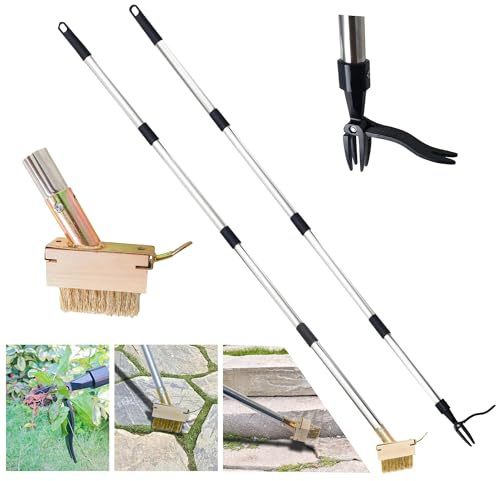 Sumloty Weed Puller Tool-4-Claw Stand Up Weeder and Root Remover,Weeder Tool for Yard Long Handle Crack Weeder Without Pulling, Bending, Used for Weed Control, Dandelion, Moss or Thistle