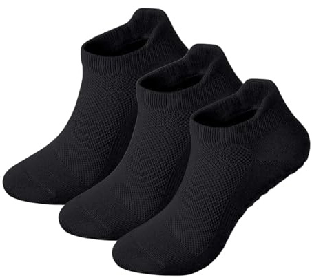 Bonjour SPORTSWEAR - 3 Pairs Mens Non-Slip Yoga Pilates Socks - Trainer Non Slip socks for Gym, Martial Arts, Fitness, Dance Anti-Slip Full Toe Ankle Fall Prevention Grip Socks