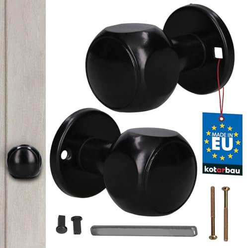 KOTARBAU® Pomello per porta girevole nero, in alluminio, per porte interne, per porta di casa, per porta, per esterni, girevole, per porta