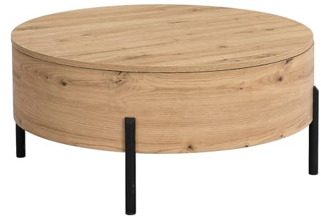 Vente-unique - Table Basse avec Plateau pivotant et Coffre de Rangement en MDF - Naturel - YEMELIA